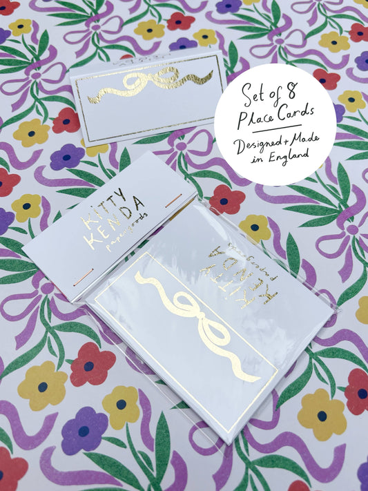 Gold Foiled Bow Place Setting Cards