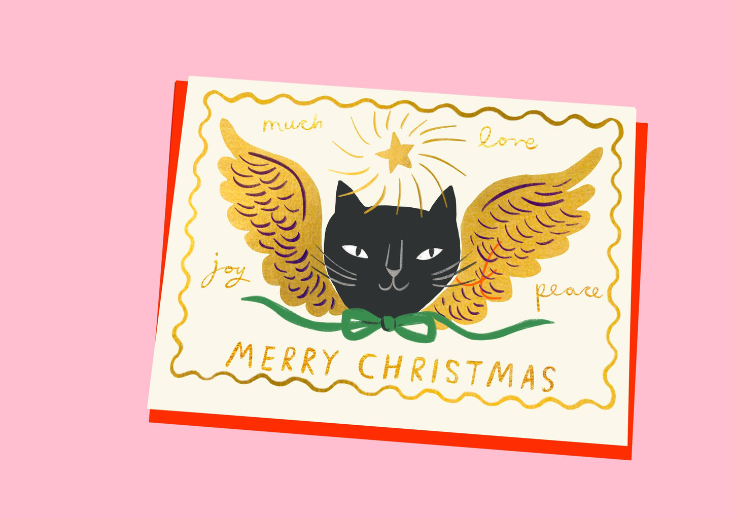 Kitty Angel Foiled Christmas Card